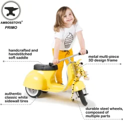Ambosstoys Primo Classic Yellow Ride-On (Leather Seat)