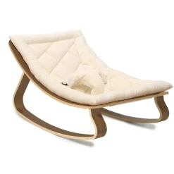 Charlie Crane Levo Baby Rocker in Walnut With Organic White Cushion