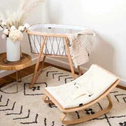 Charlie Crane Levo Baby Rocker in Beech With Organic Milk Cushion