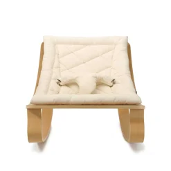 Charlie Crane Levo Baby Rocker in Beech With Organic Milk Cushion