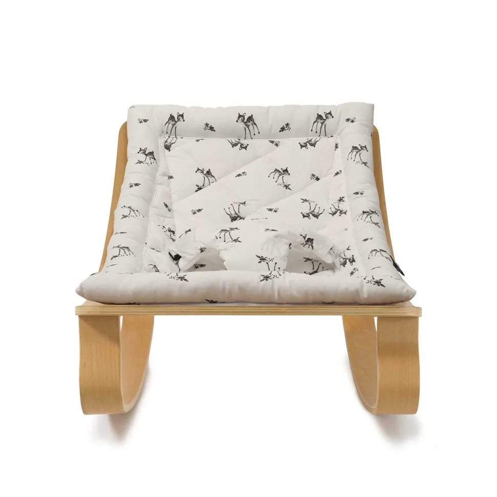 Charlie Crane Levo Baby Rocker in Beech With Fawn Cushion