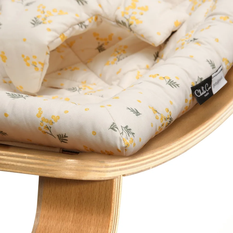 Charlie Crane Levo Baby Rocker in Beech With Mimosa Cushion