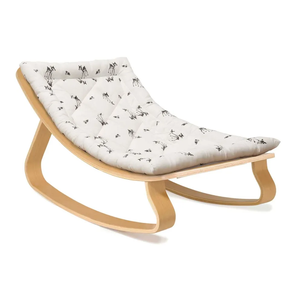 Charlie Crane Levo Baby Rocker in Beech With Fawn Cushion