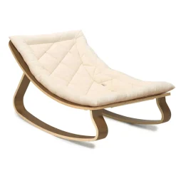 Charlie Crane Levo Baby Rocker in Walnut With Organic White Cushion