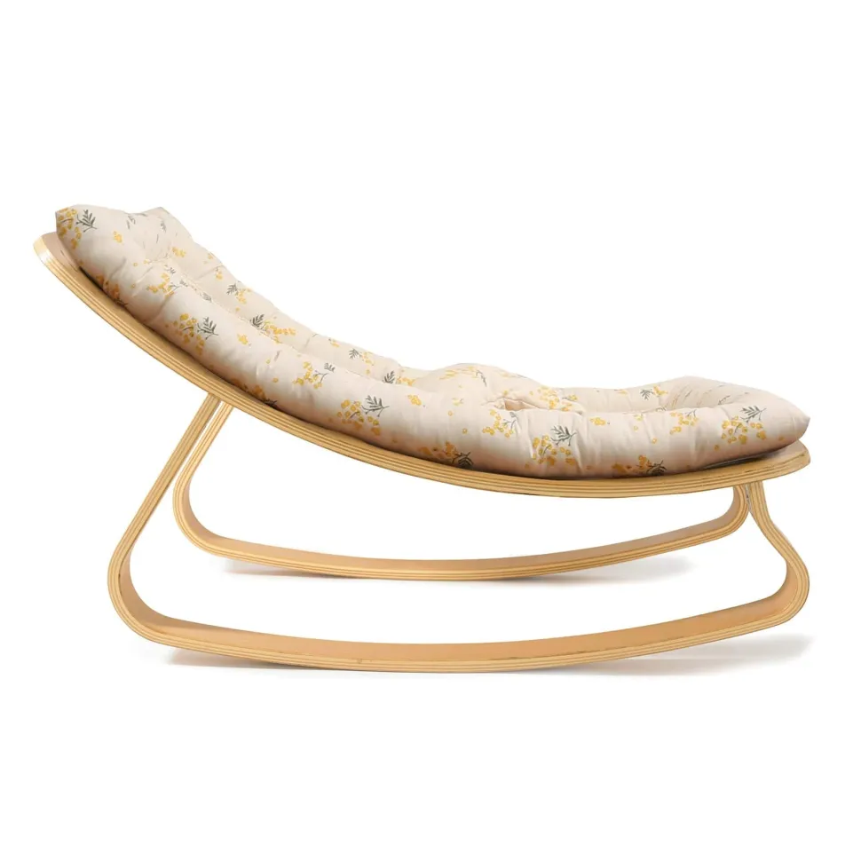 Charlie Crane Levo Baby Rocker in Beech With Mimosa Cushion