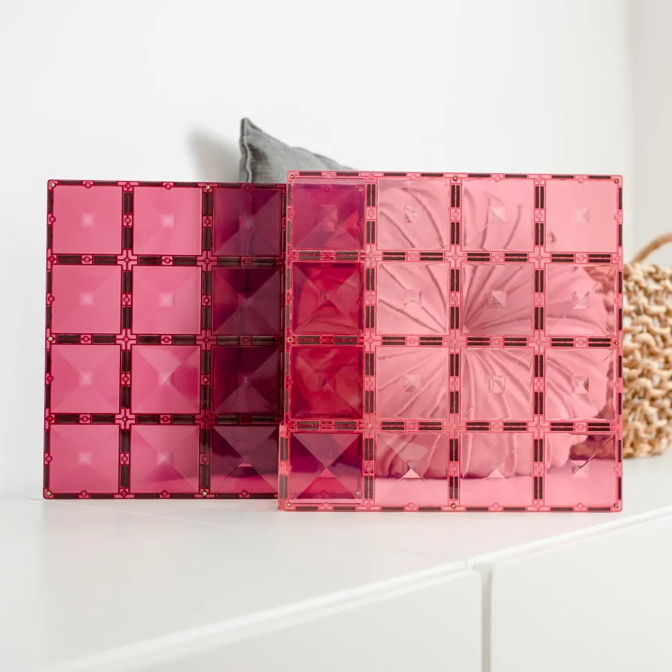 Connetix Tiles 2 Piece Base Plate Pack Pink & Berry