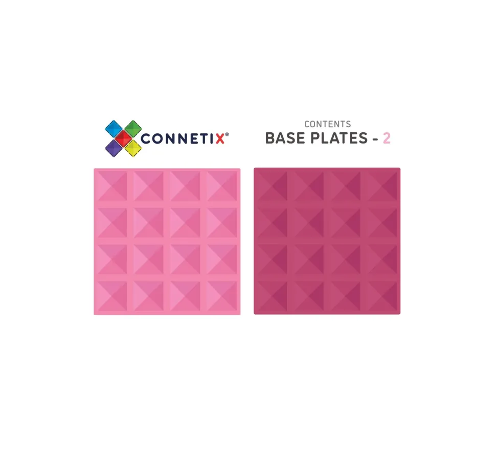 Connetix Tiles 2 Piece Base Plate Pack Pink & Berry