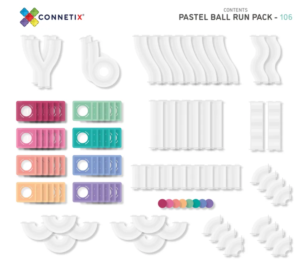 Connetix Tiles 106 Piece Pastel Ball Run Pack