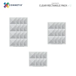 Connetix Tiles Clear Rectangle Pack 12 Piece