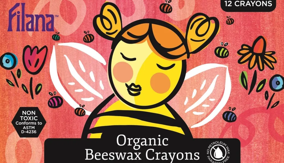 Filana Organic Beeswax Crayons, 12 Classic Blocks