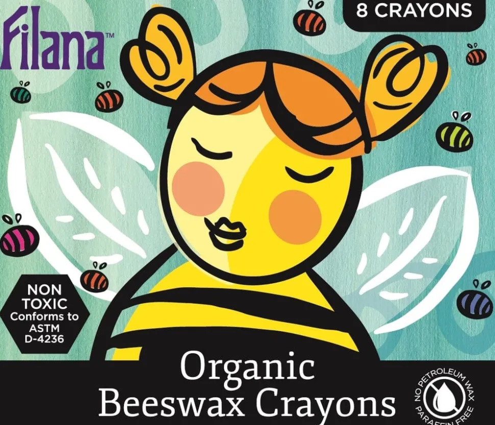 Filana Organic Beeswax Crayons, 8 Standard Blocks with Brown/Black