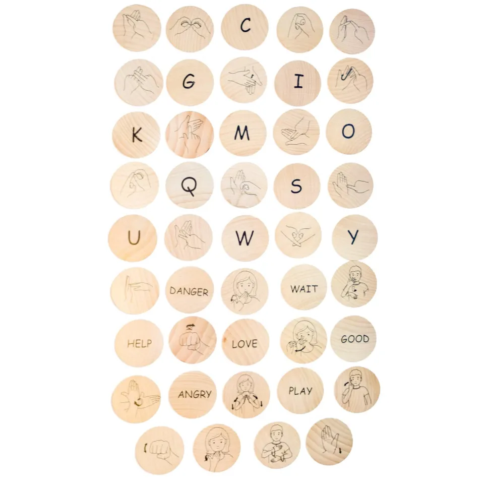 Freckled Frog Sign Language Wooden Disks