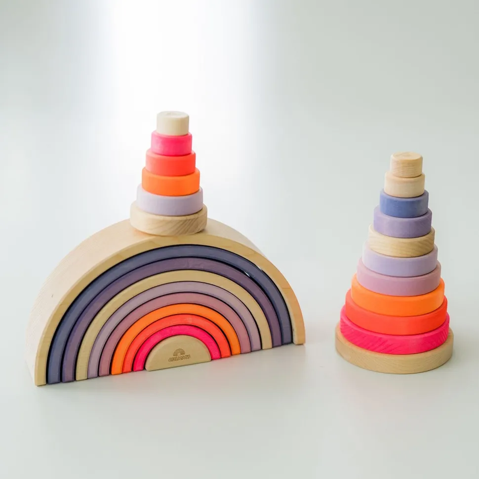 Grimm's Rainbow Neon Pink 10 Piece + Conical Tower Neon Pink
