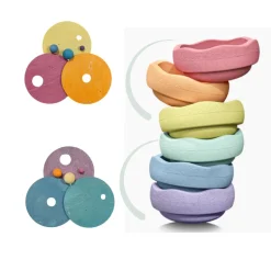 Grimm’s Rolling Discs Set for Stapelstein - Warm Pastel
