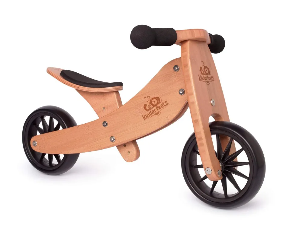 Kinderfeets 2-In-1 Tiny Tot Tricycle & Balance Bike Bamboo