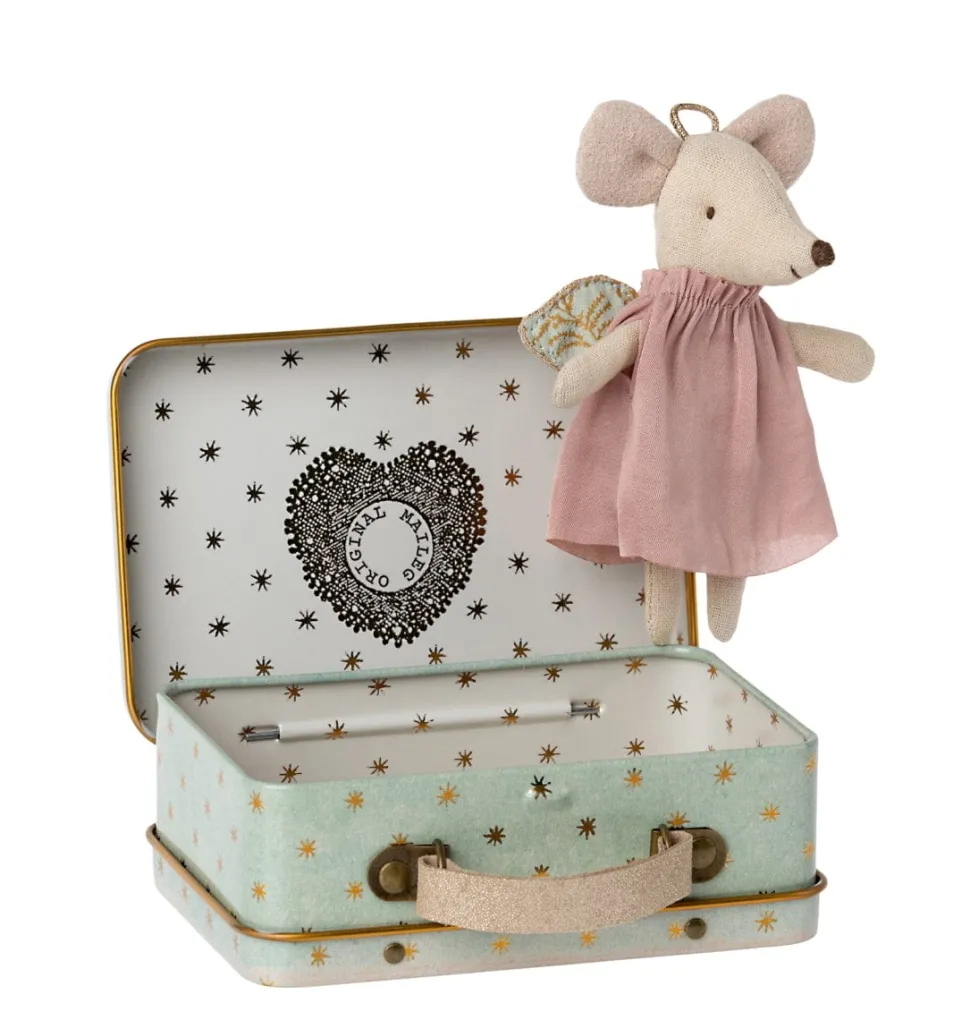 Maileg Angel Mouse in Suitcase