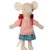 Maileg Mouse Tricycle Big Sister with Bag red