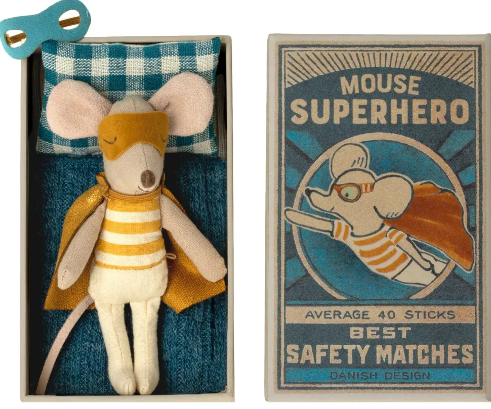 Maileg Super Hero Mouse in Matchbox