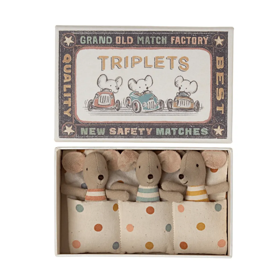 Maileg Triplets Baby Mice in Matchbox
