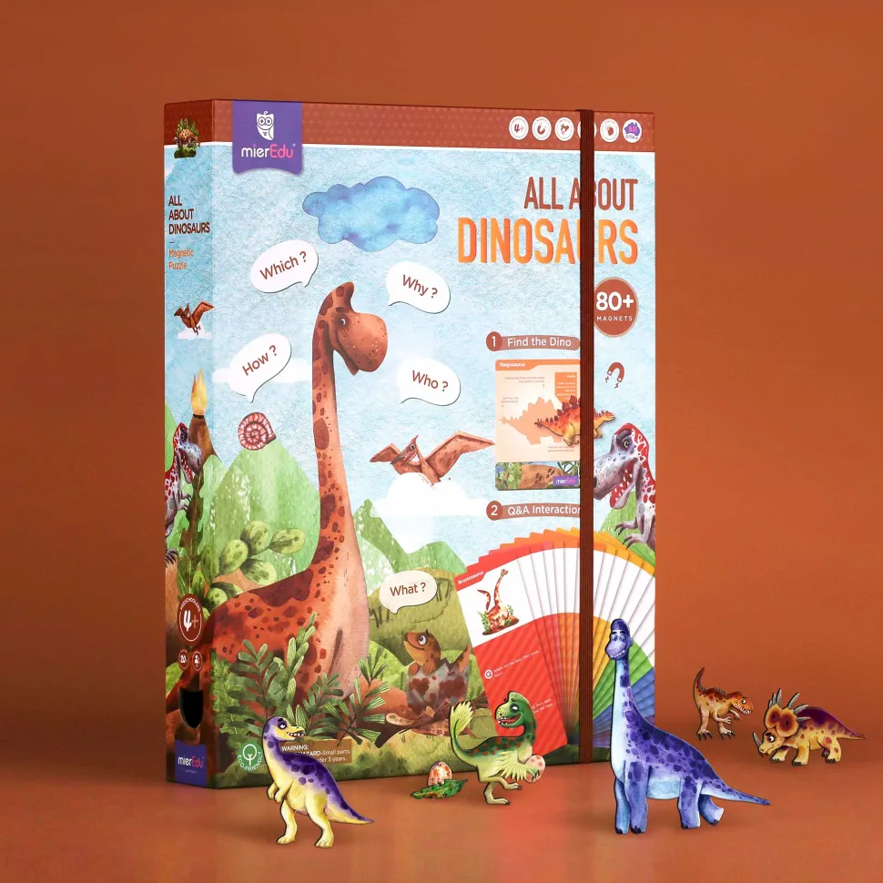 mierEdu All About - Dinosaurs Encyclopedia Magnetic Puzzle