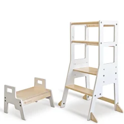 My Duckling Adjustable Learning Tower with Stool – White + Natural