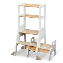 My Duckling Adjustable Learning Tower with Stool – White + Natural