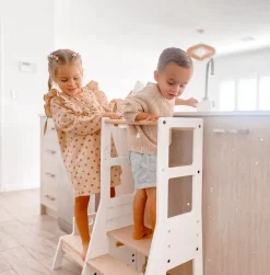 My Duckling Adjustable Learning Tower with Stool – White + Natural