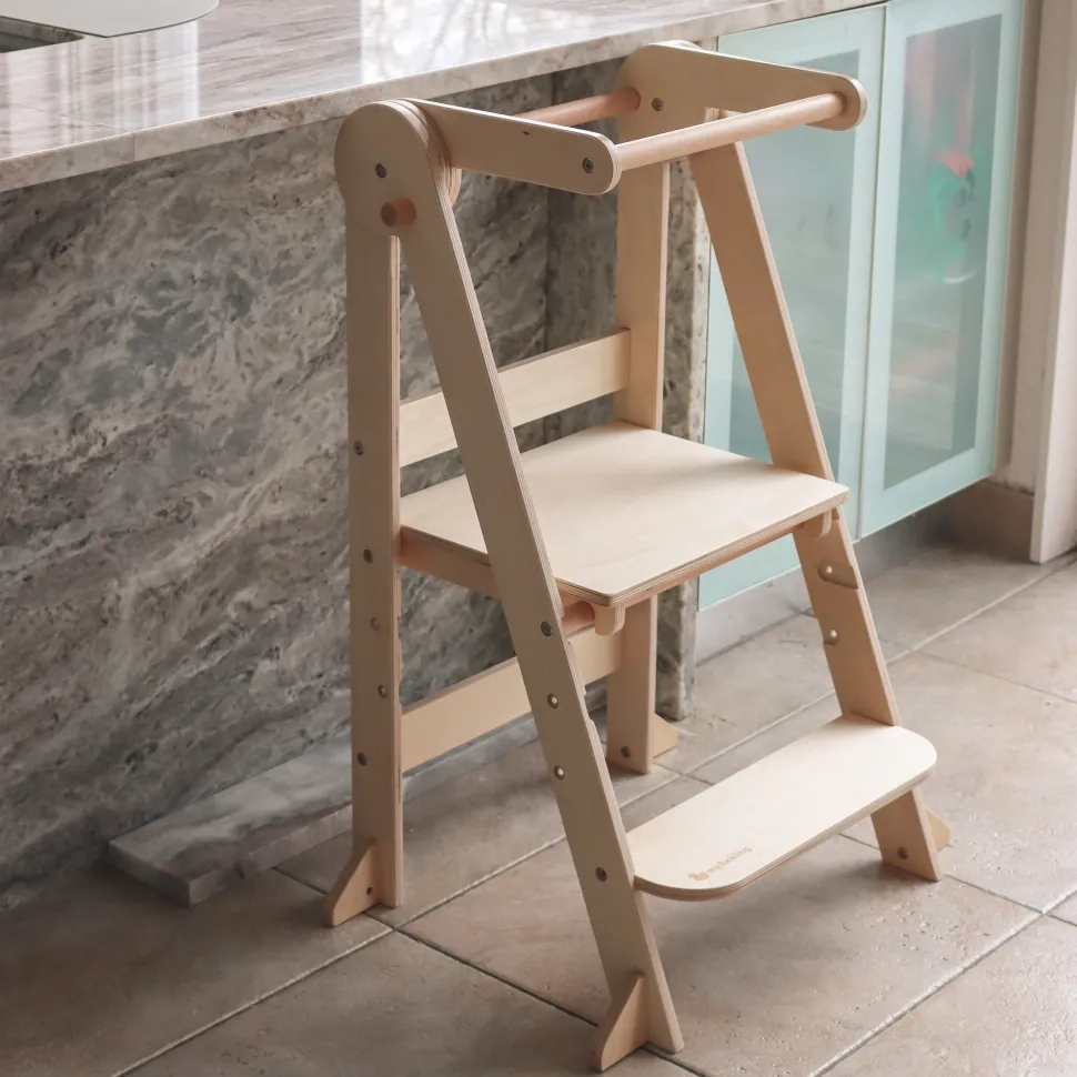 My Duckling Deluxe Folding Adjustable Learning Tower - Natural
