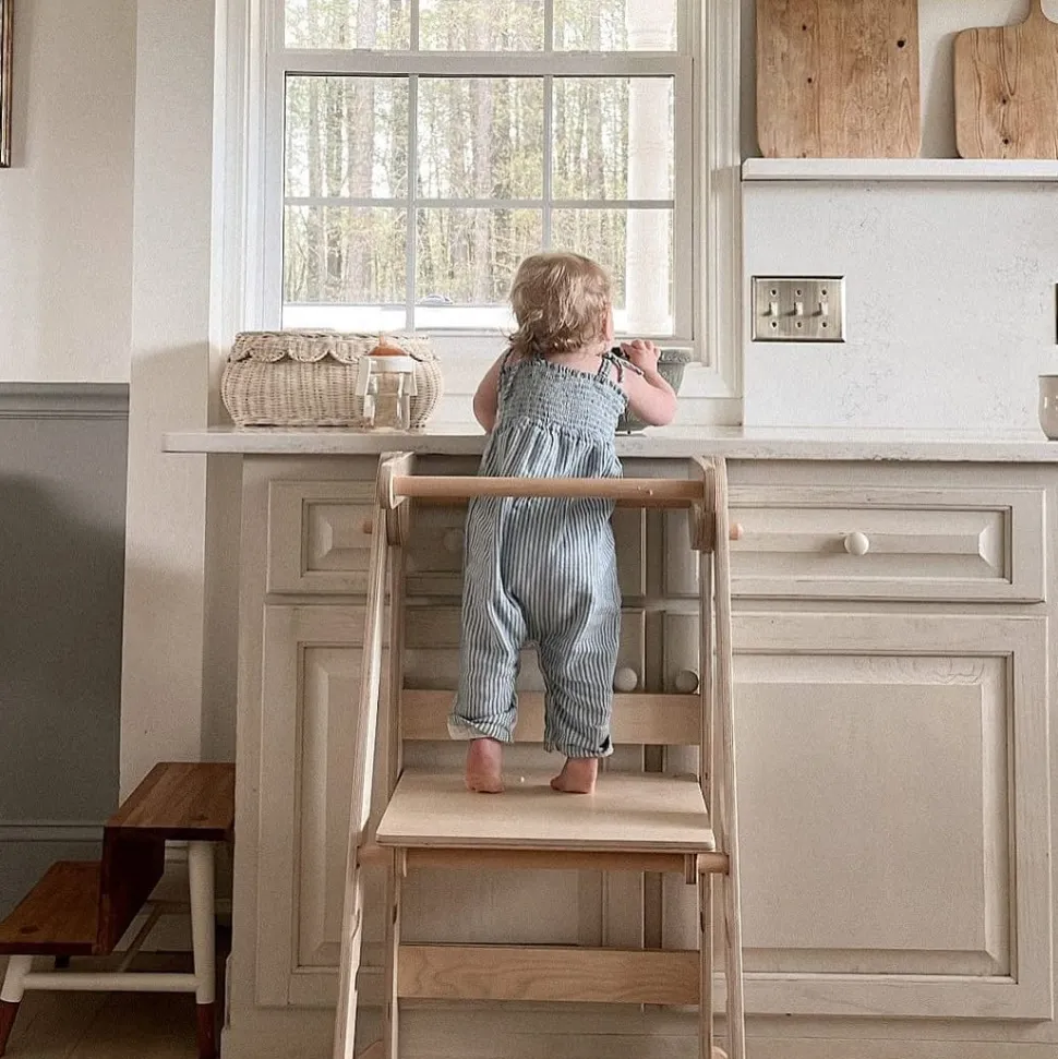 My Duckling Deluxe Folding Adjustable Learning Tower - Natural