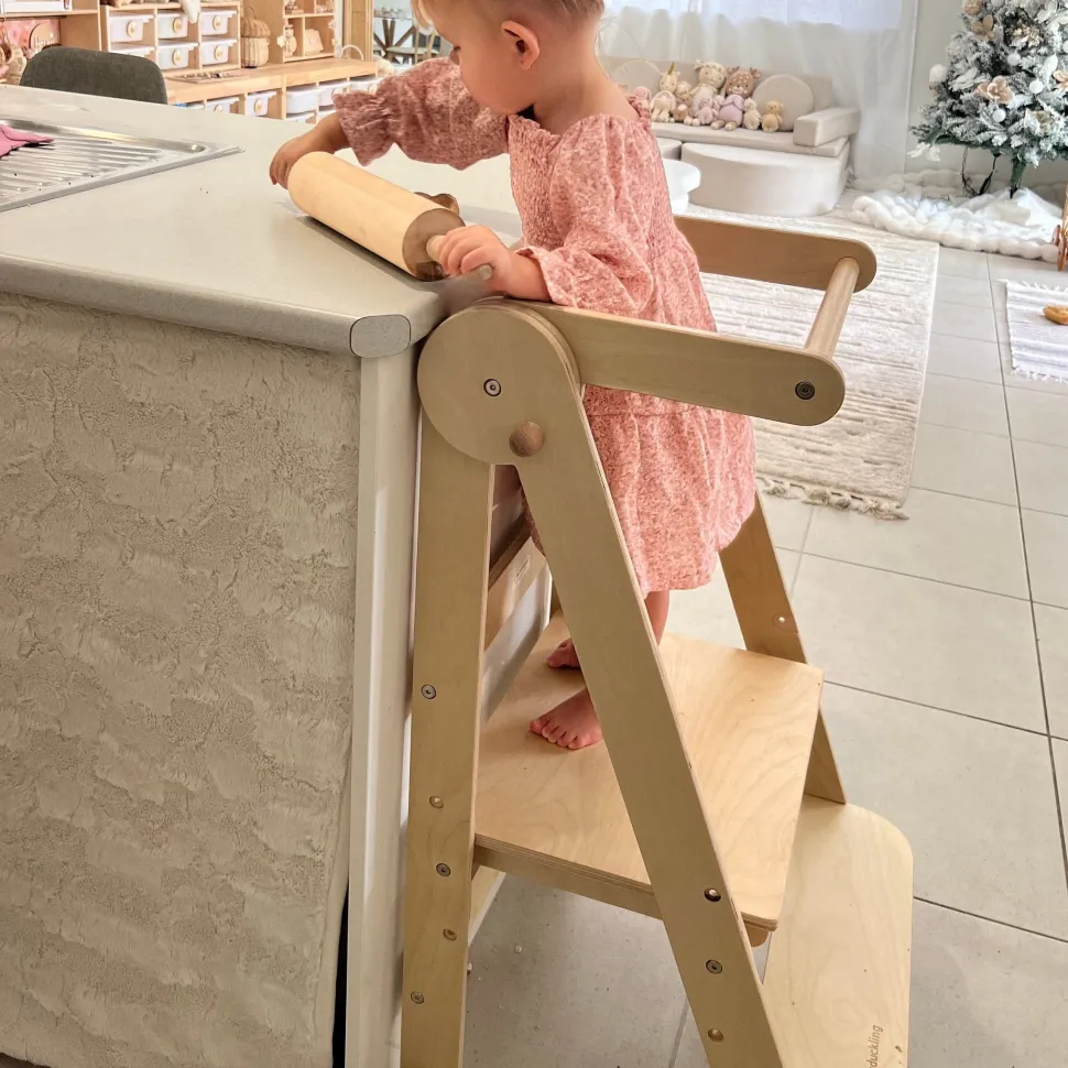 My Duckling Deluxe Folding Adjustable Learning Tower - Natural