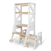 My Duckling JALA Deluxe Adjustable Learning Tower (White/Natural) - Flag with Rectangle Handle