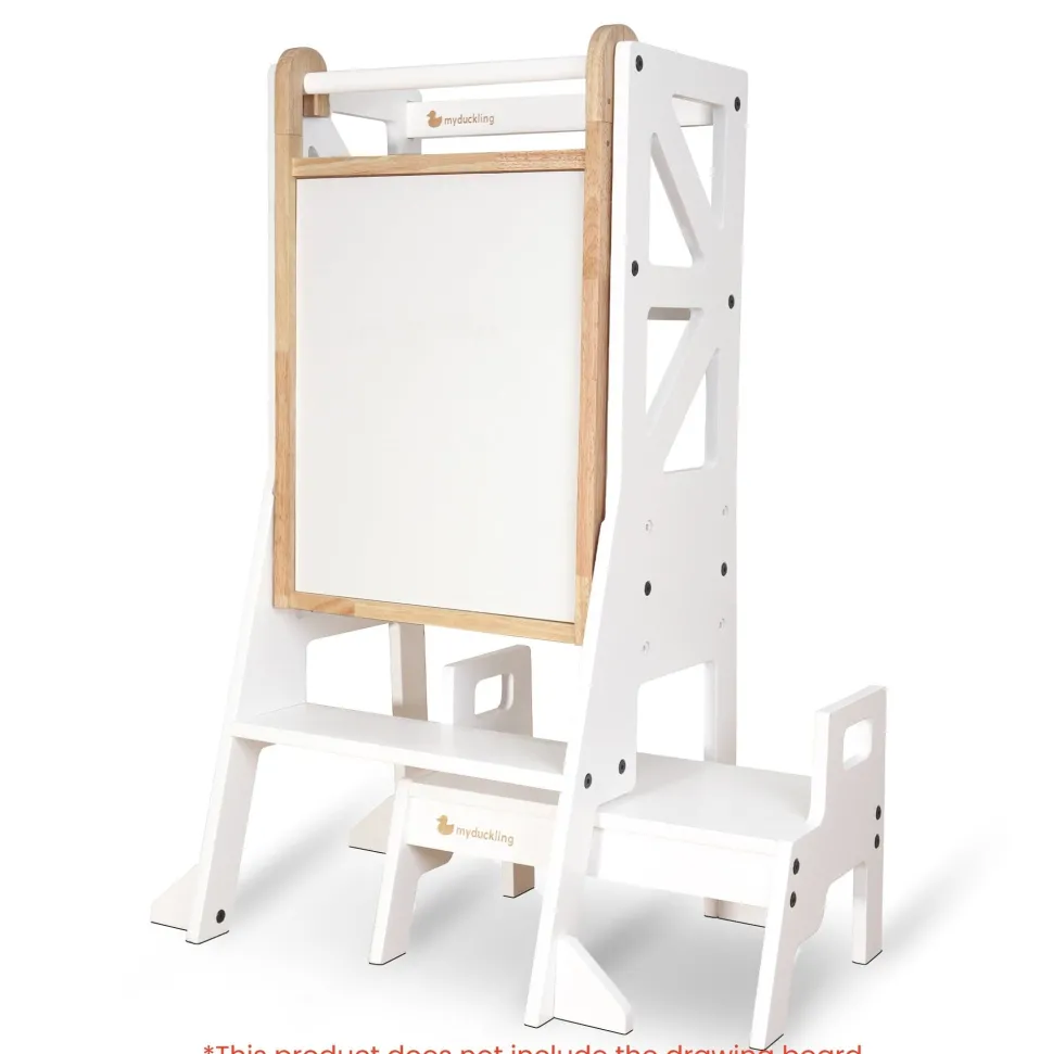 My Duckling JALA Deluxe Adjustable Learning Tower (White) - Flag with Rectangle Handle