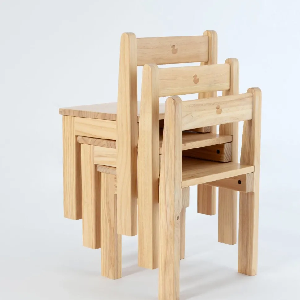 My Duckling Kids Stackable Study Chair - Pinewood