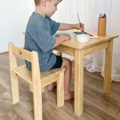 My Duckling Kids Study Table and Chair Set in Pinewood