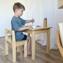 My Duckling Kids Study Table and Chair Set in Pinewood