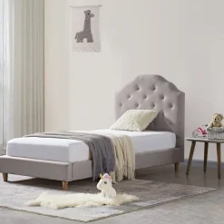 My Duckling MAYA Kids Single Upholstered Bed - Light Grey