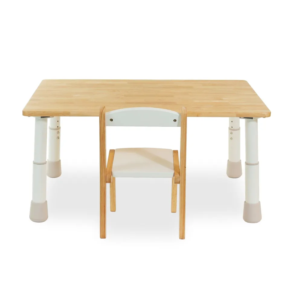 My Duckling Montessori Kids Height Adjustable Table With One Wooden Chair