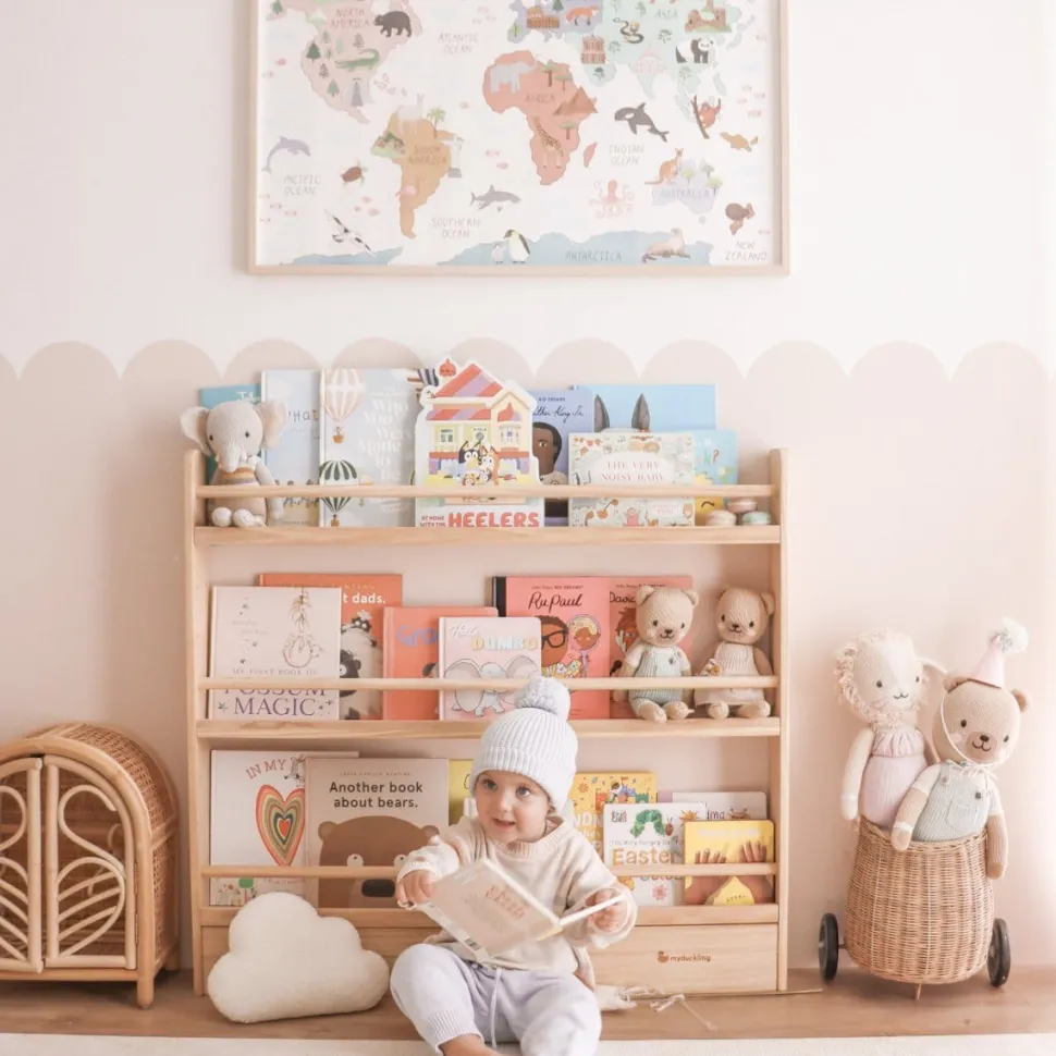 My Duckling NALA 3 Tier Adjustable Solid Wood Bookshelf