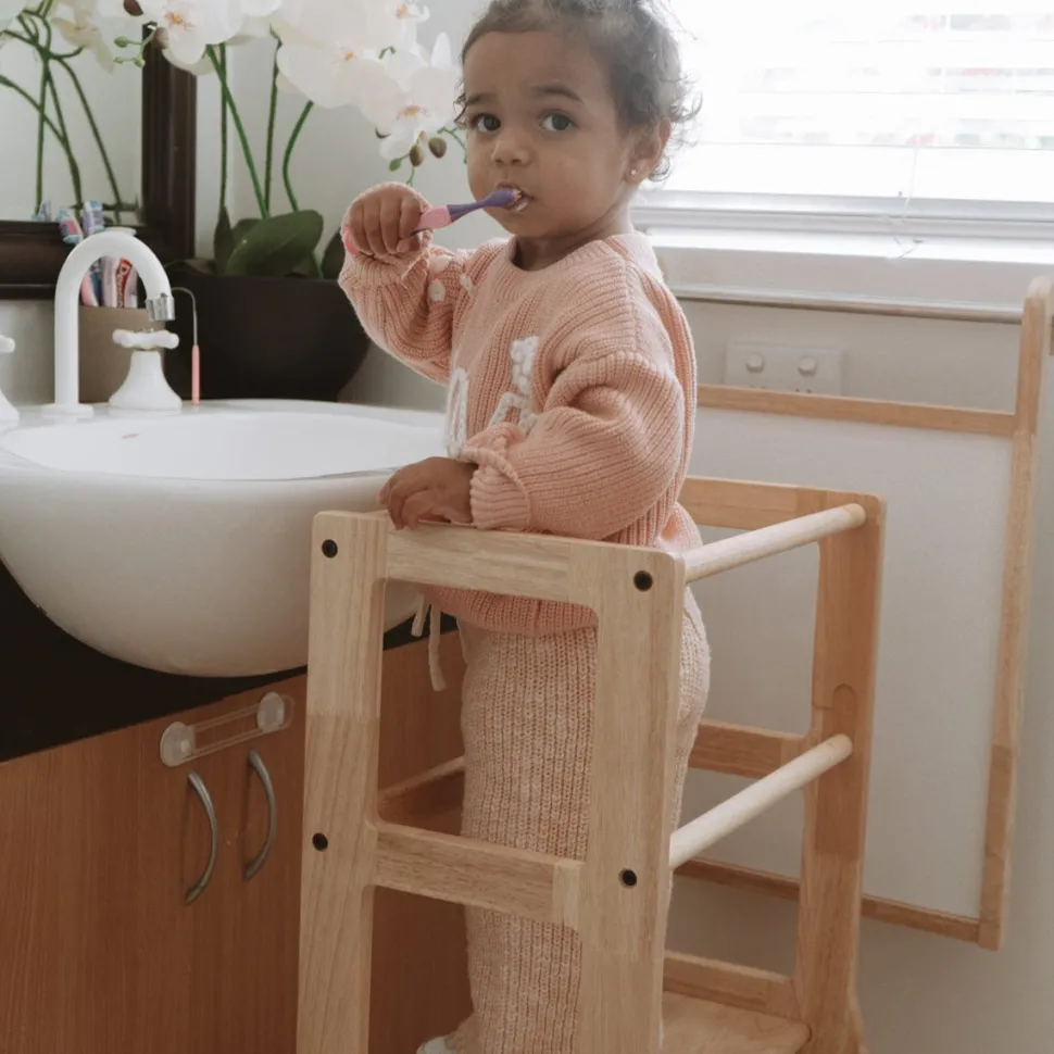 My Duckling Solid Wood Adjustable Learning Tower 3in1 - Deluxe(Rectangle Stool Handle)