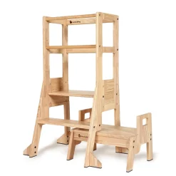My Duckling Solid Wood Adjustable Learning Tower 3in1 - Deluxe(Rectangle Stool Handle)
