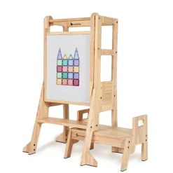 My Duckling Solid Wood Adjustable Learning Tower 3in1 - Deluxe(Rectangle Stool Handle)