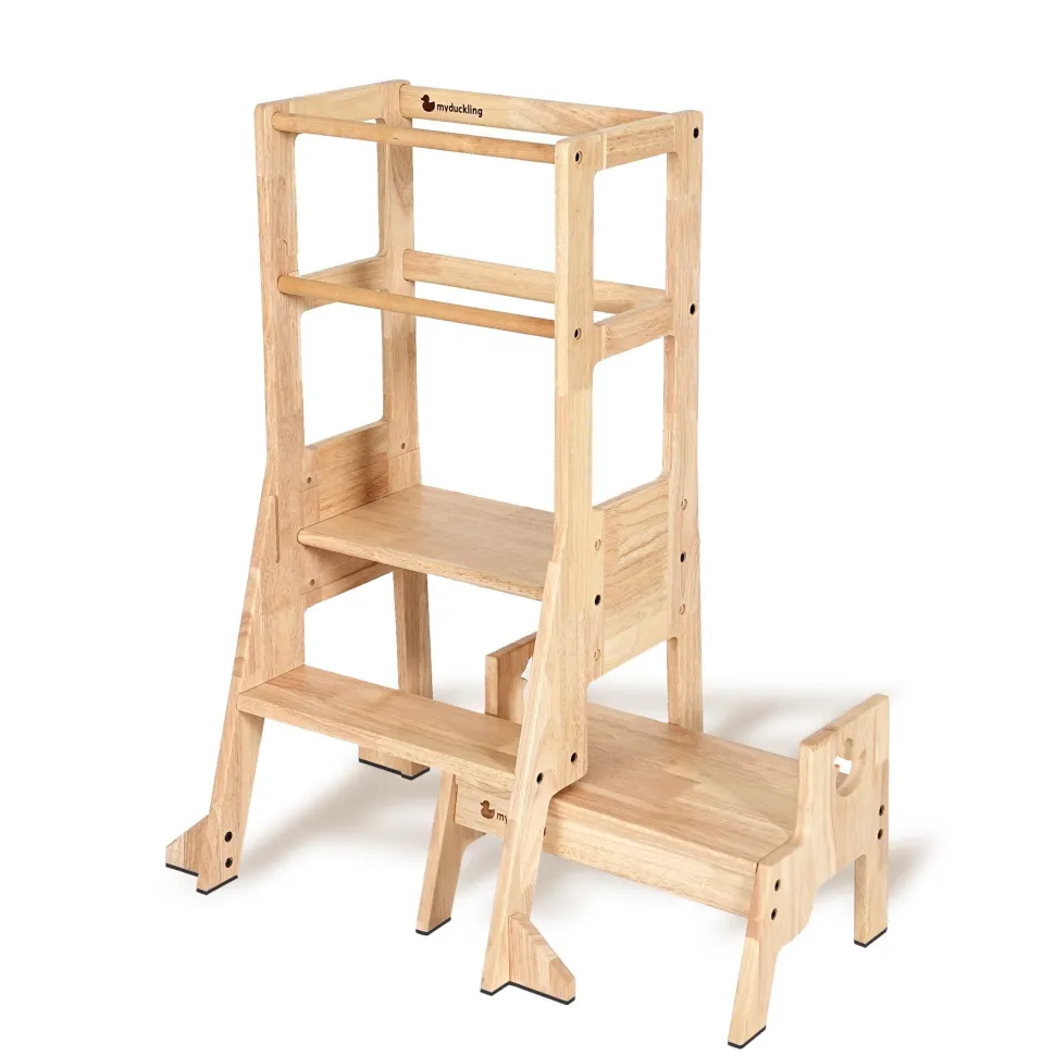My Duckling Solid Wood Adjustable Learning Tower 3in1 - Deluxe (Duck Stool Handle)