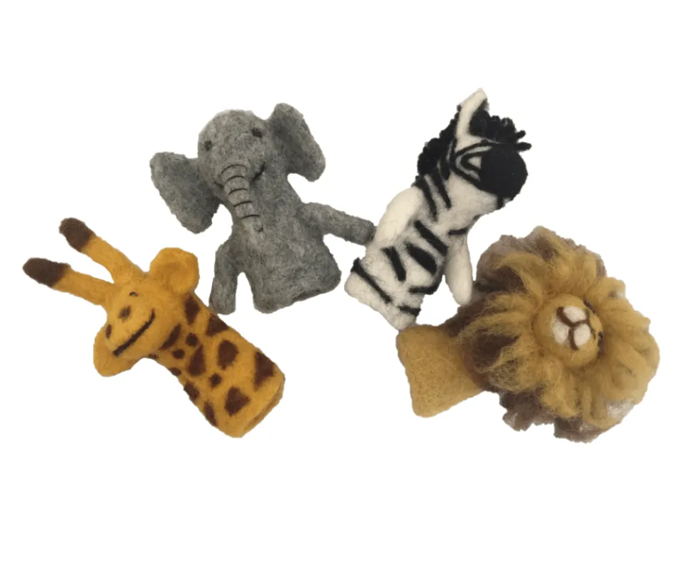 Papoose Toys - African Animal Finger Puppets (4 Piece Set)