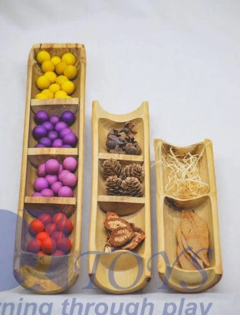 QToys Bamboo Sorting Trays Set Of 3