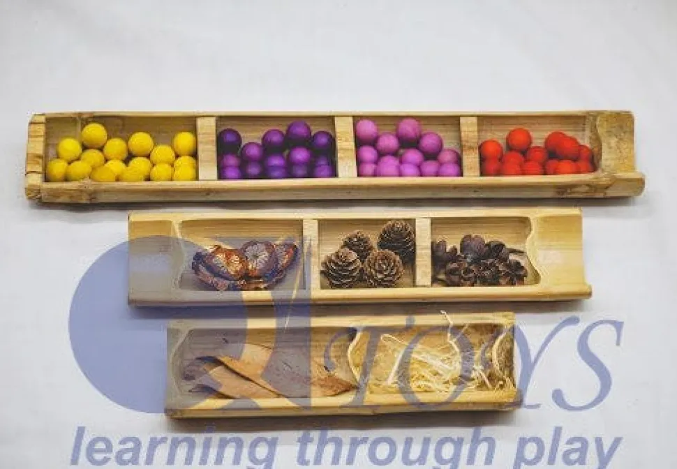 QToys Bamboo Sorting Trays Set Of 3