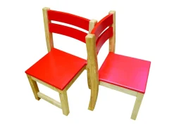 QToys Red Top Timber Table with 2 Matching Chairs
