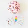 Sarah's Silks Rainbow Sky Coloring Balloon Ball + Playsilk Marker Set