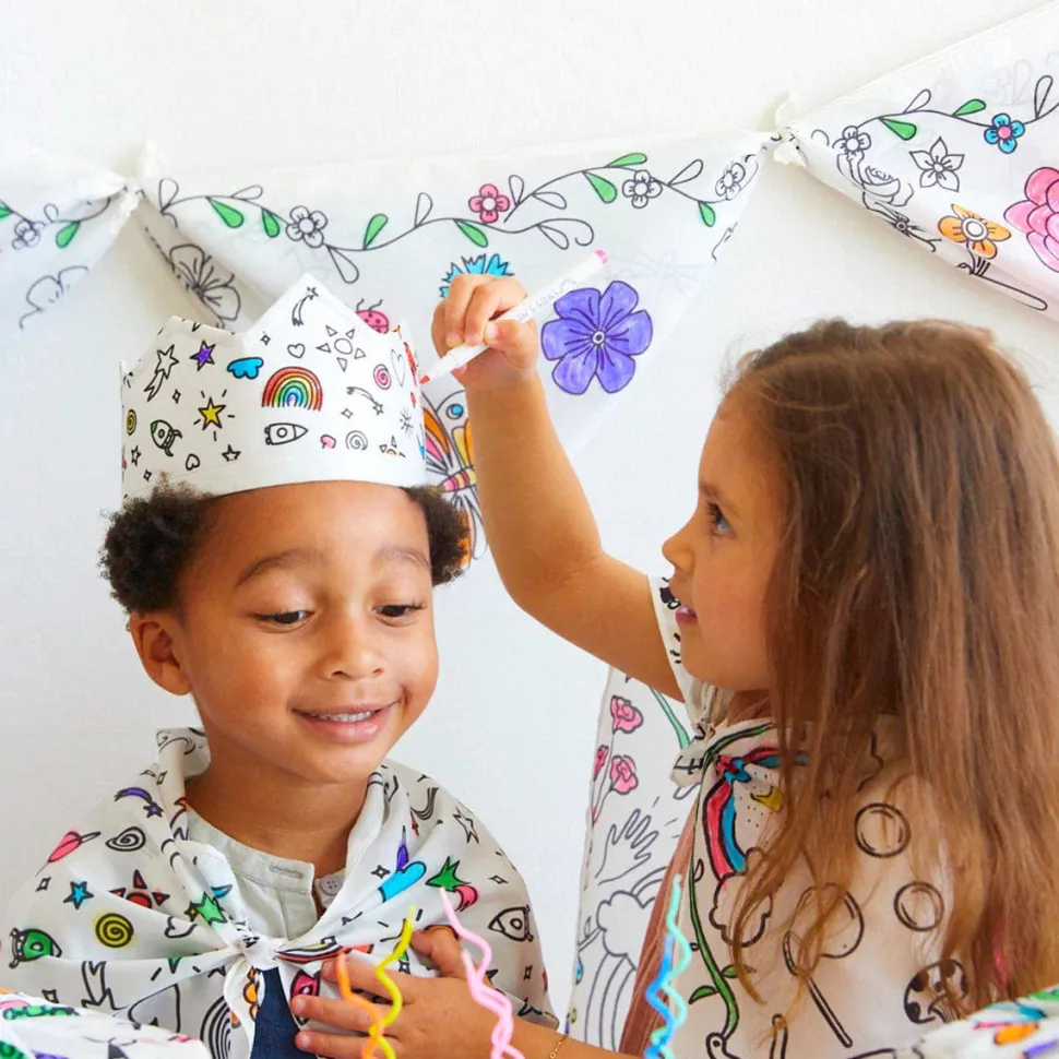 Sarah's Silks Rainbow Sky Coloring Crown & Playsilk Markers Set