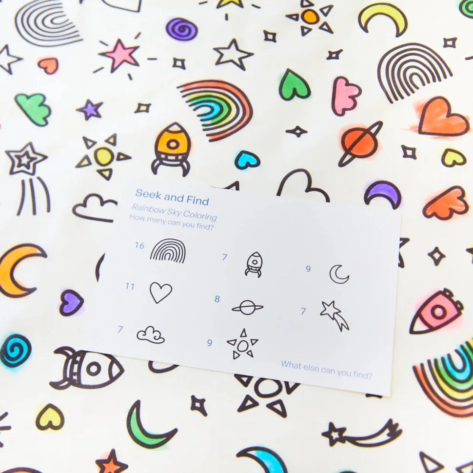 Sarah's Silks Rainbow Sky Coloring Seek and Find + Playsilk Marker Set
