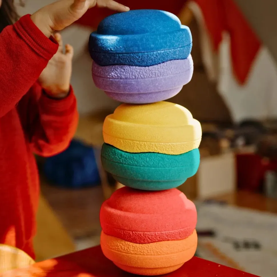 Stapelstein Original Rainbow Classic Set of 7 Minis + Super Confetti Mini Stone